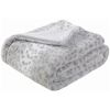 Printed Faux Rabbit Fur Throw, Lightweight Plush Cozy Soft Blanket, 50" x 60", Grey Leopard