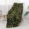 Printed Faux Rabbit Fur Throw, Lightweight Plush Cozy Soft Blanket, 50"x60" Black Leopard