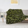 Printed Faux Rabbit Fur Throw, Lightweight Plush Cozy Soft Blanket, 50"x60" Black Leopard