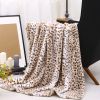 Printed Faux Rabbit Fur Throw, Lightweight Plush Cozy Soft Blanket, 50" x 60", Sand Leopard