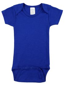 Blue Interlock Short Sleeve Bodysuit Onezie (Color: Blue, size: small)