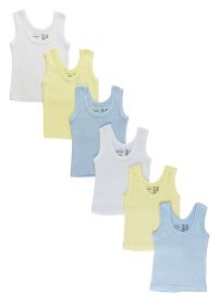 Boys Six Pack Pastel Tank Top (Color: Blue/Yellow/White, size: medium)