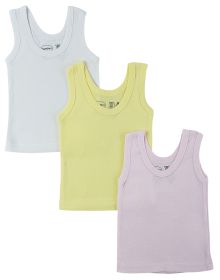 Girls Pastel Tank Top 3 Pack (Color: Pink/Yellow/White, size: medium)