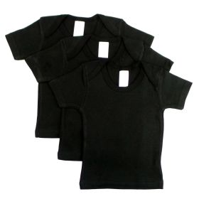 Black Short Sleeve Lap Shirt (Pack of 3) (Color: black, size: 43435)