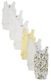 Unisex Baby 6 Pc Onezies and Tank Tops (Color: White, size: medium)