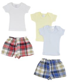 Infant Boys T-Shirts and Boxer Shorts (Color: White/Blue, size: medium)