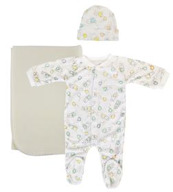 Unisex Newborn Baby 3 Pc Layette Sets (Color: YELLOW, size: medium)
