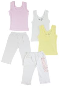 Girls Tank Tops and Track Sweatpants (Color: White/Pink, size: small)