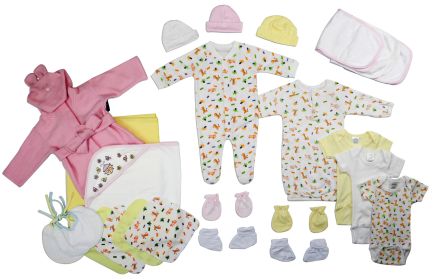 Newborn Baby Girls 25 Pc Layette Baby Shower Gift Set (Color: White/Pink, size: Newborn)