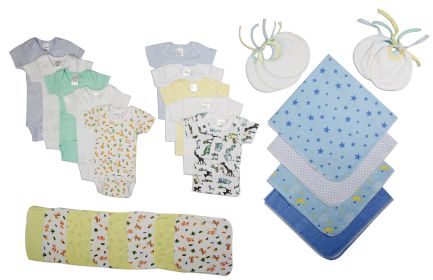 Boys 28 Piece Layette Set (Color: White/Blue, size: small)