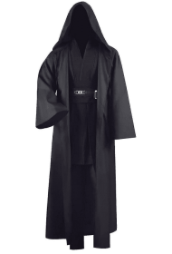 Adult Tunic Costume For Jedi Outfit Skywalker Halloween Cosplay Costume Hooded Robe Cloak Full Set Uniform Three Versions (size: M)