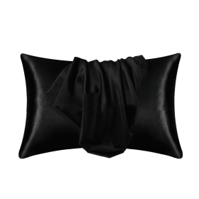 Silk Pillowcase for Hair and Skin, Mulberry Silk Pillow Cases 2Pack (Color: black)