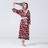 Winter Christmas Sleepwear Women Fleece Hooded Bathrobe Plush Long Robe