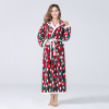 Winter Christmas Sleepwear Women Fleece Hooded Bathrobe Plush Long Robe